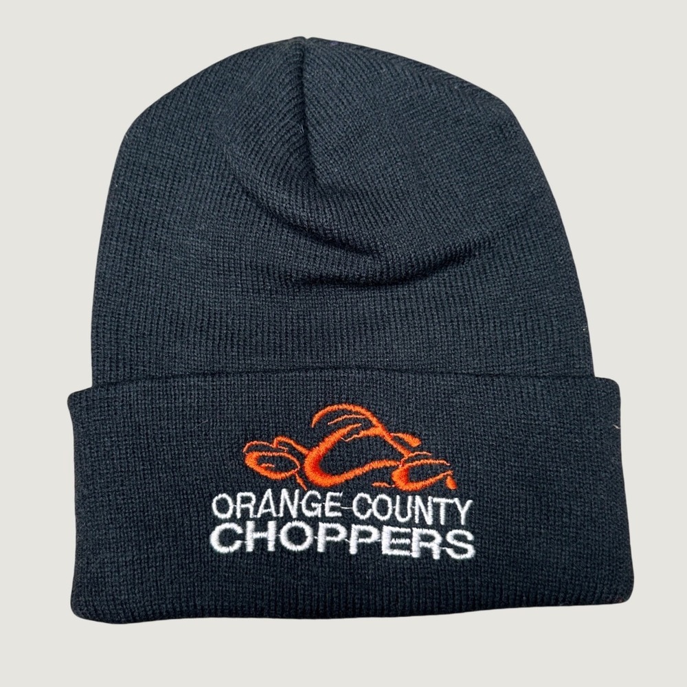 Orange County Choppers OCC Embroidered Logo Beanie Hat Black One Size Y2K RARE